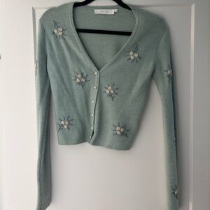 ASTR Cardigan with Floral Embellishments